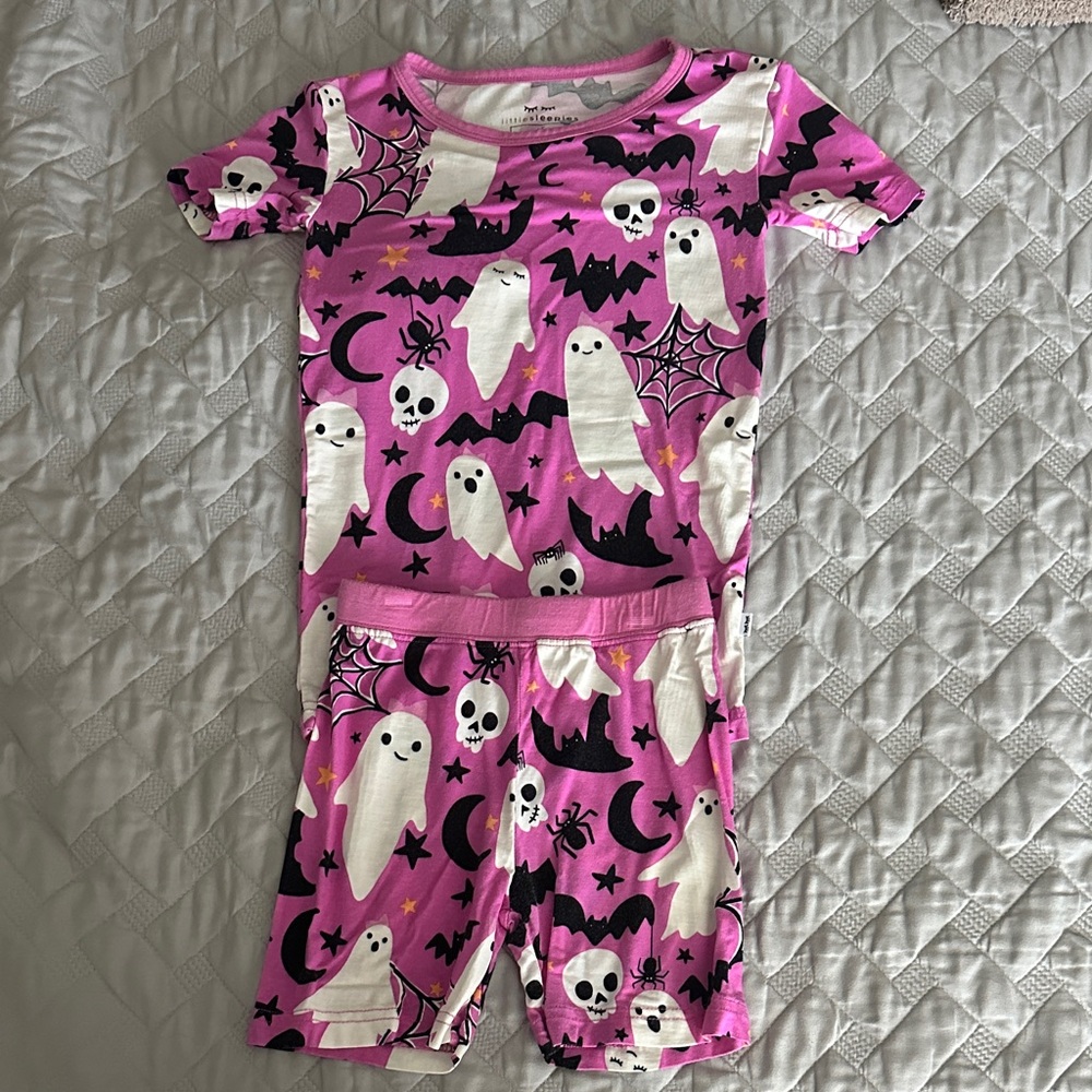 Little Sleepies Ghost and Skull Pajama Set - Pink and Black